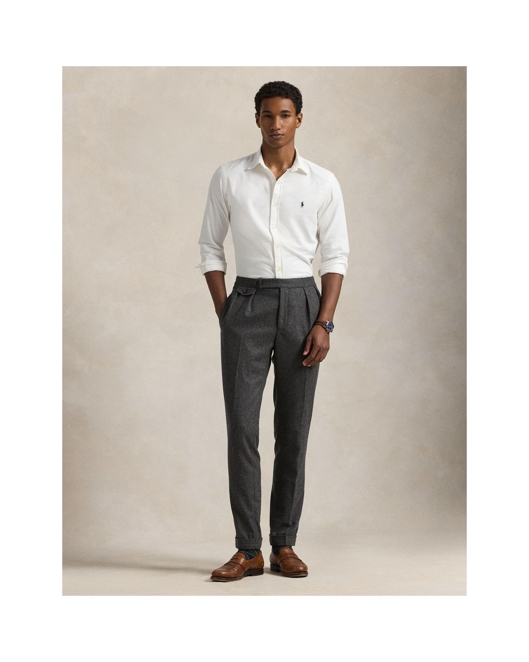 Polo Ralph Lauren White Slim Fit Oxford Long Sleeve Shirt for men