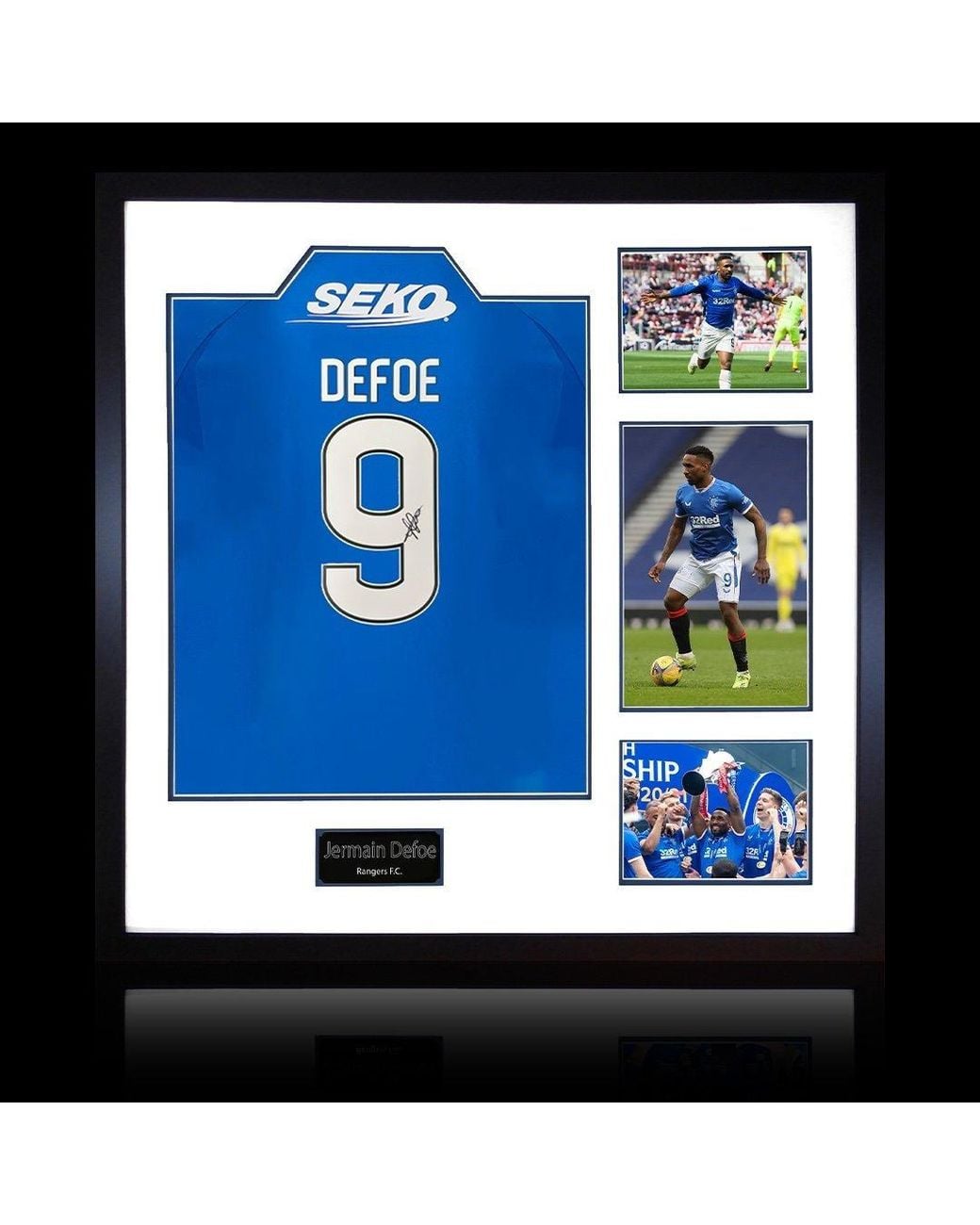 The Fan Cave Blue Jermain Defoe Signed Rangers Shirt Elite Frame