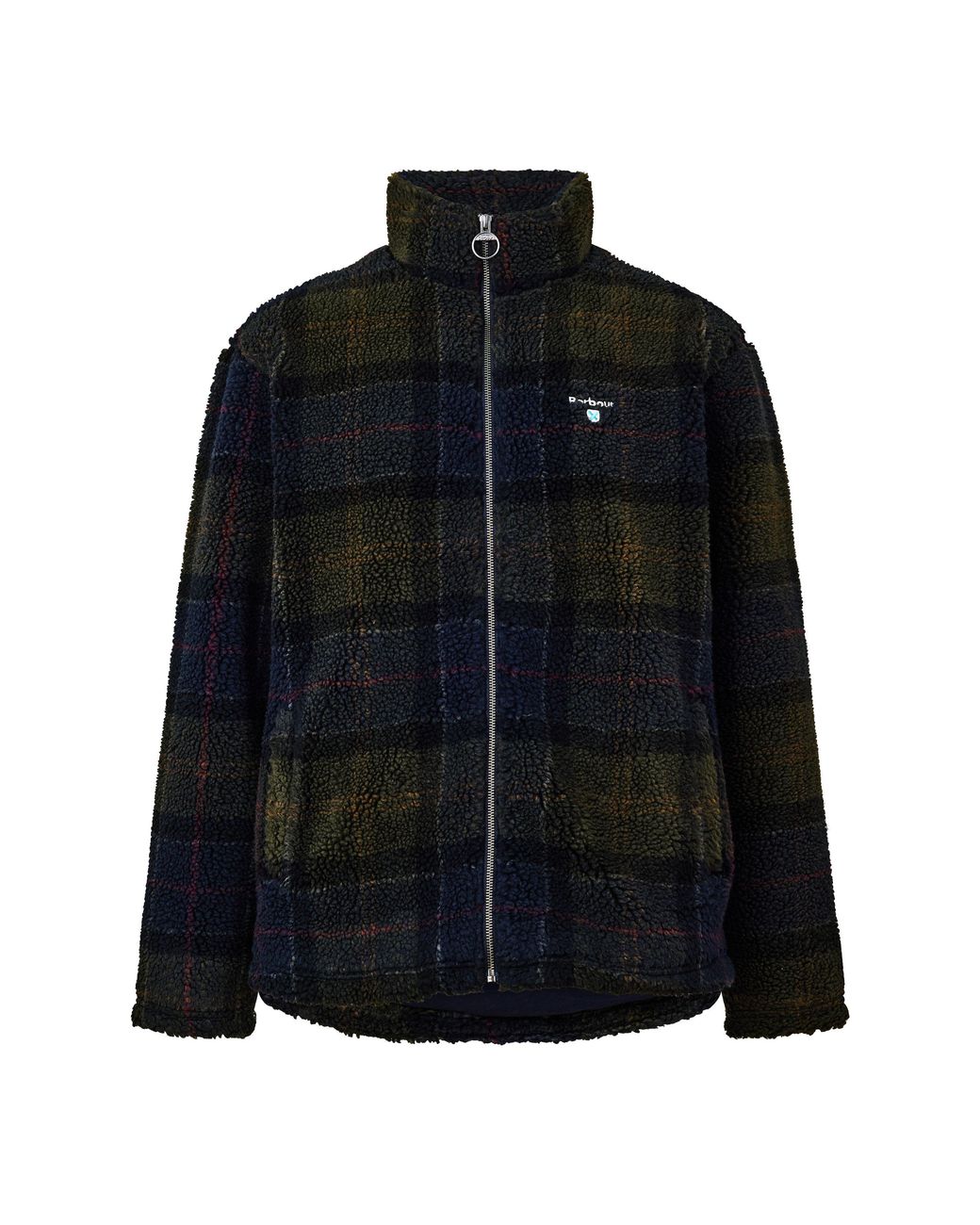 Barbour Black Tartan Full-Zip Teddy Coat for men