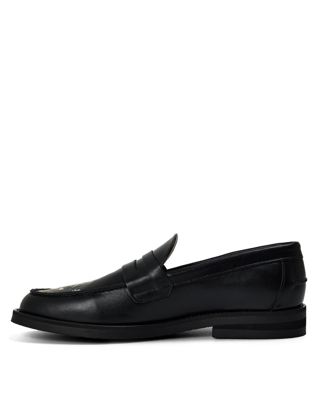 Duke & Dexter Black Skull Penny Loafers for men