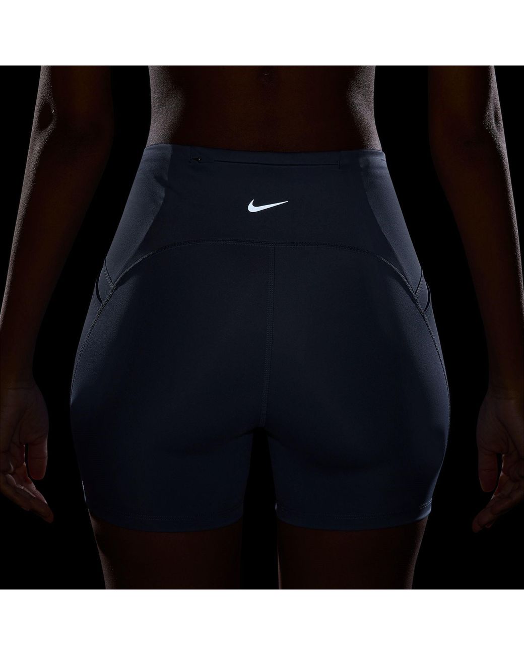 Nike Blue Swift High-Waisted Tight Running Shorts With Pockets