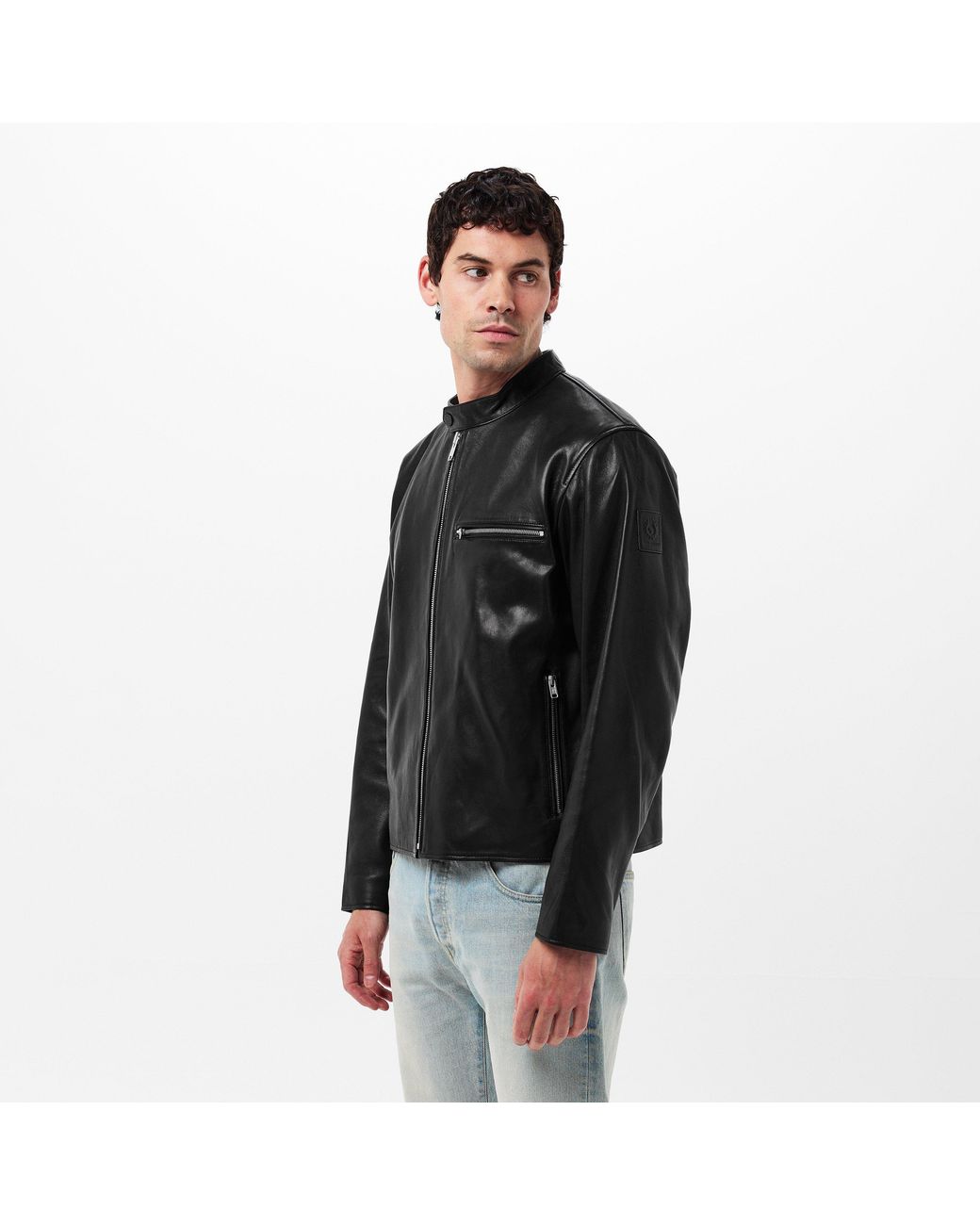 Belstaff Black Track Racer Leather Tailored Fit Jacket for men