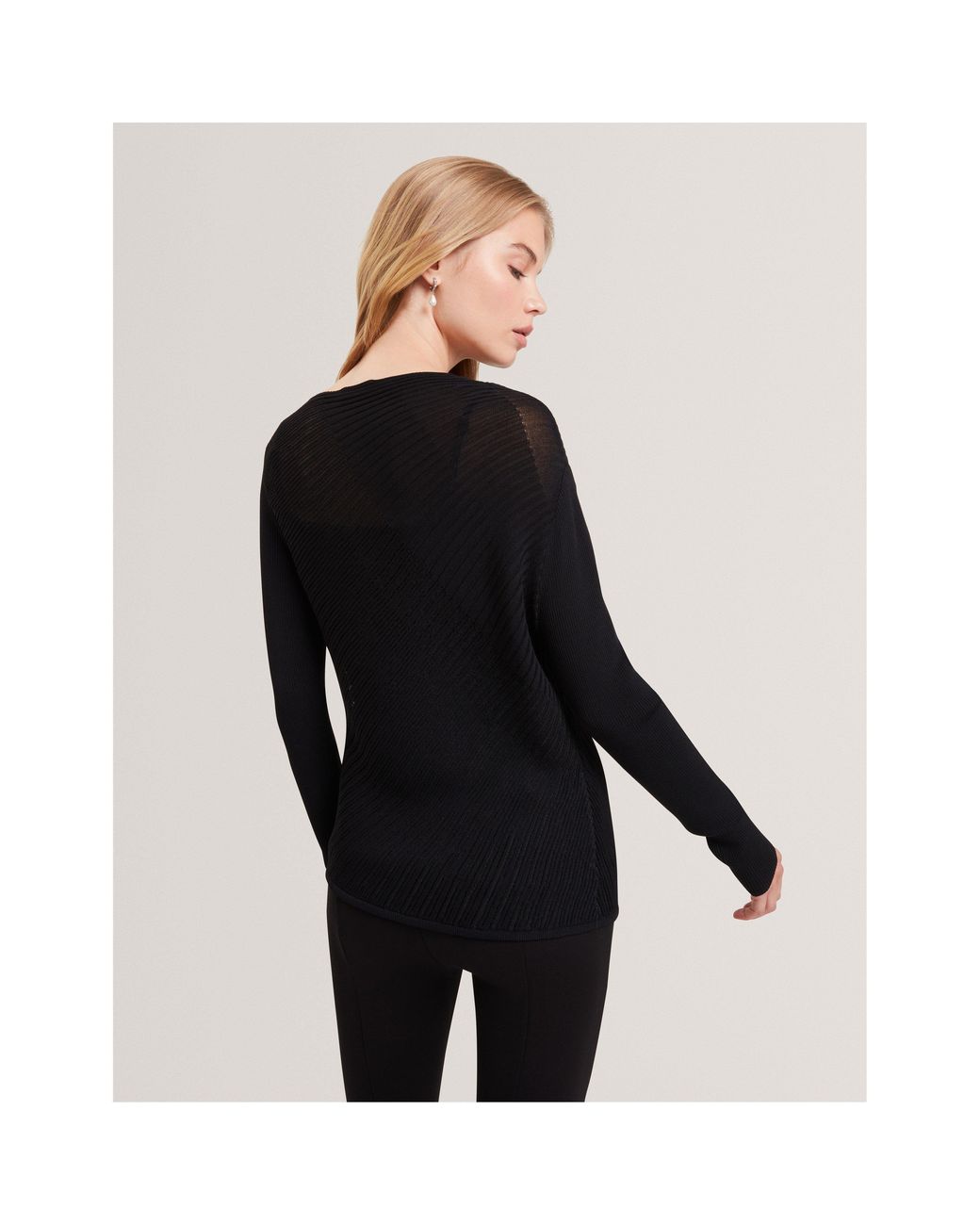 Ted Baker Black Long Sleeve Sheer Knitted Top