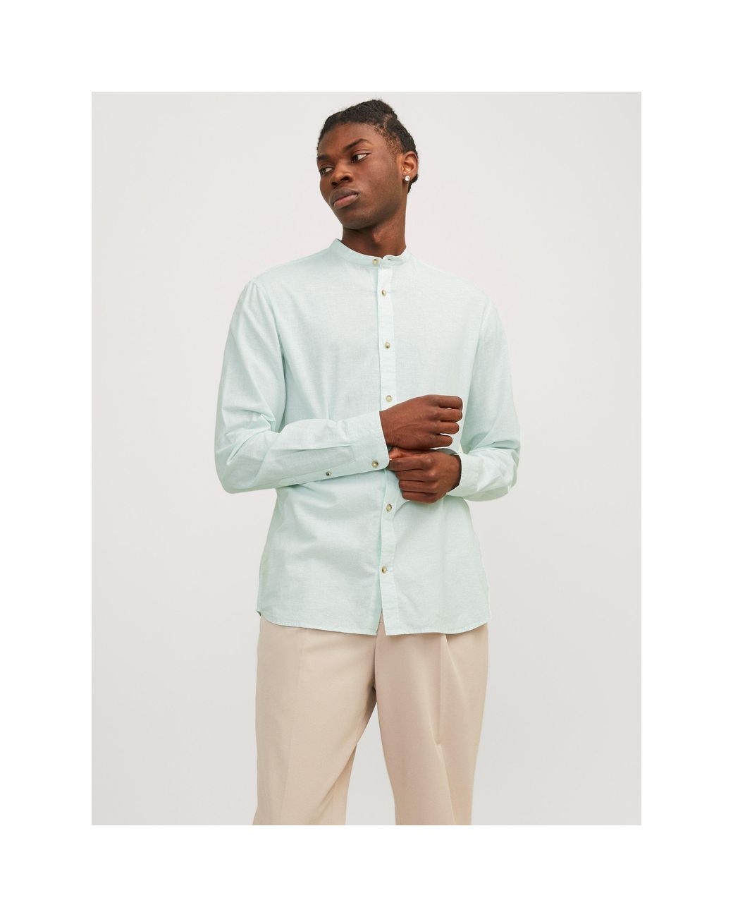 Jack & Jones White Long Sleeve Buttoned Linen Shirt