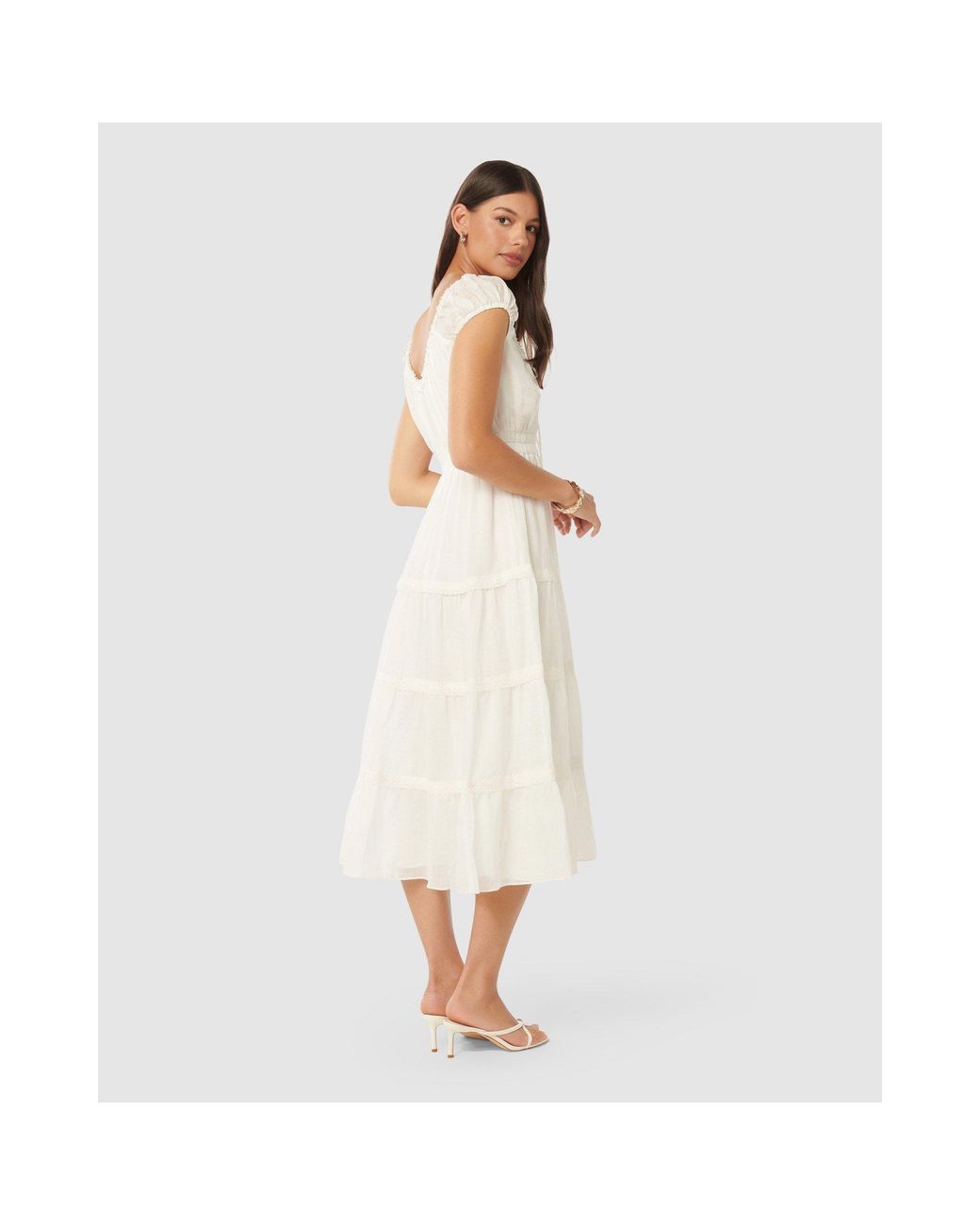 Forever New White Tuscany Trim Detail Midi Dress