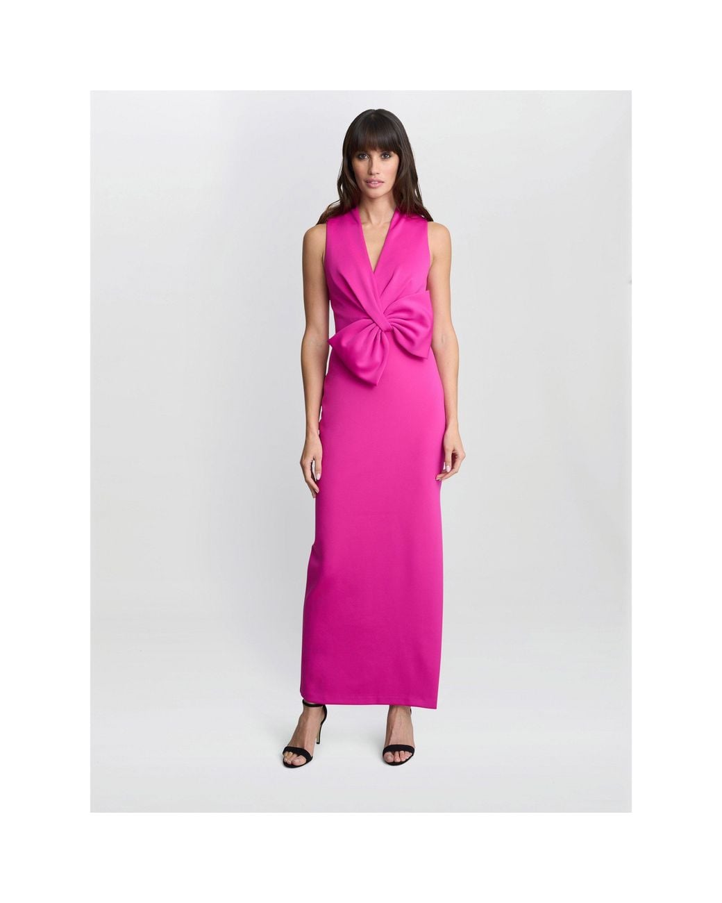 Gina Bacconi Pink Sienna Maxi Dress With Bow Detail