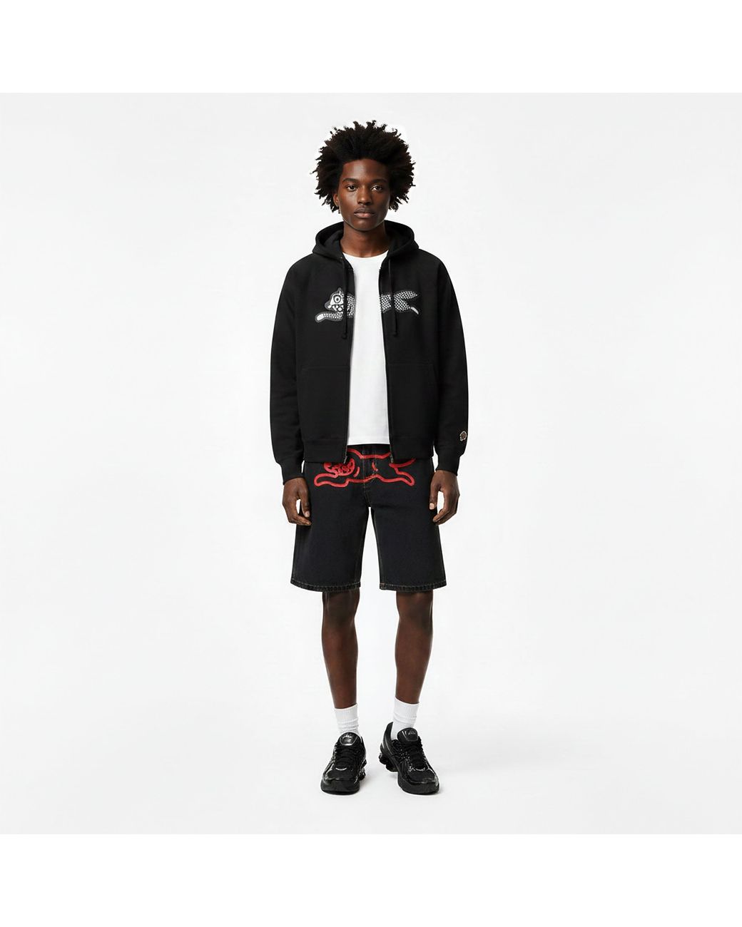 ICECREAM Black Denim Shorts for men