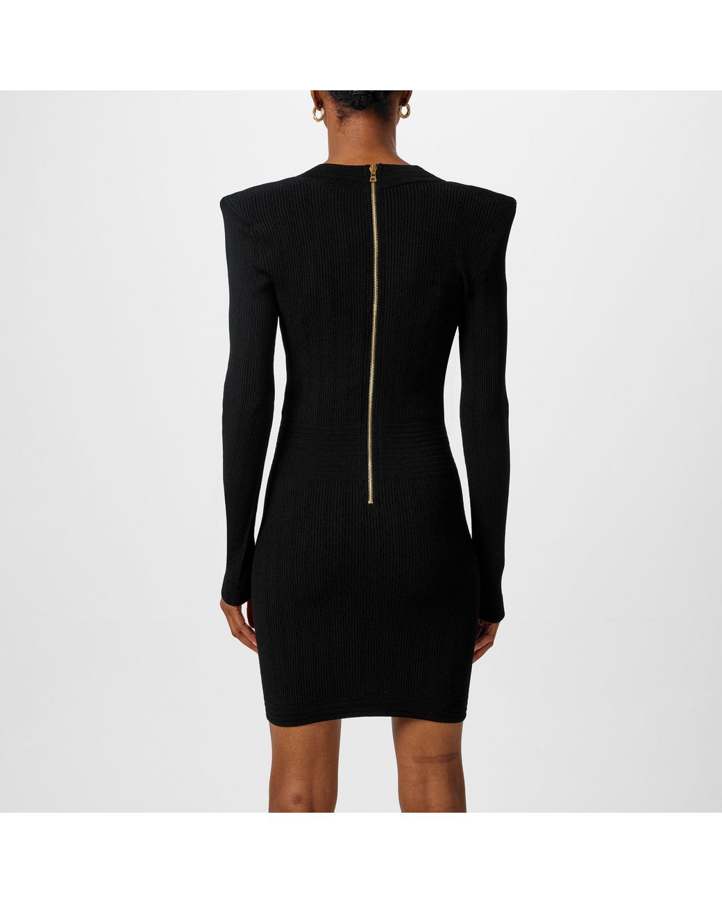 Balmain Black Knitted Button Dress