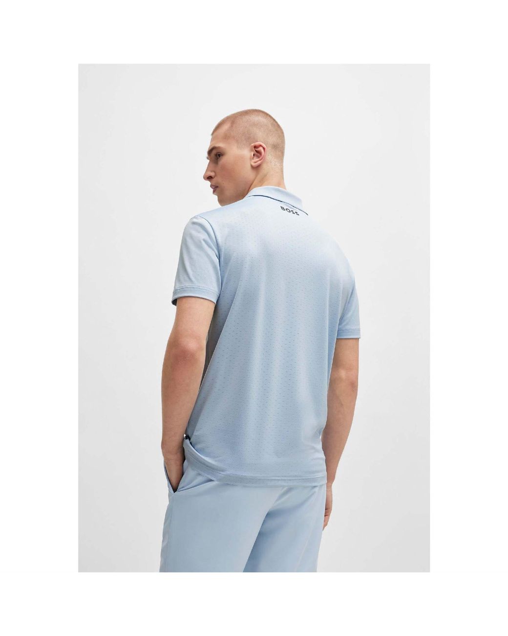 Boss Blue Paddytech Contrast Logo Polo Shirt for men