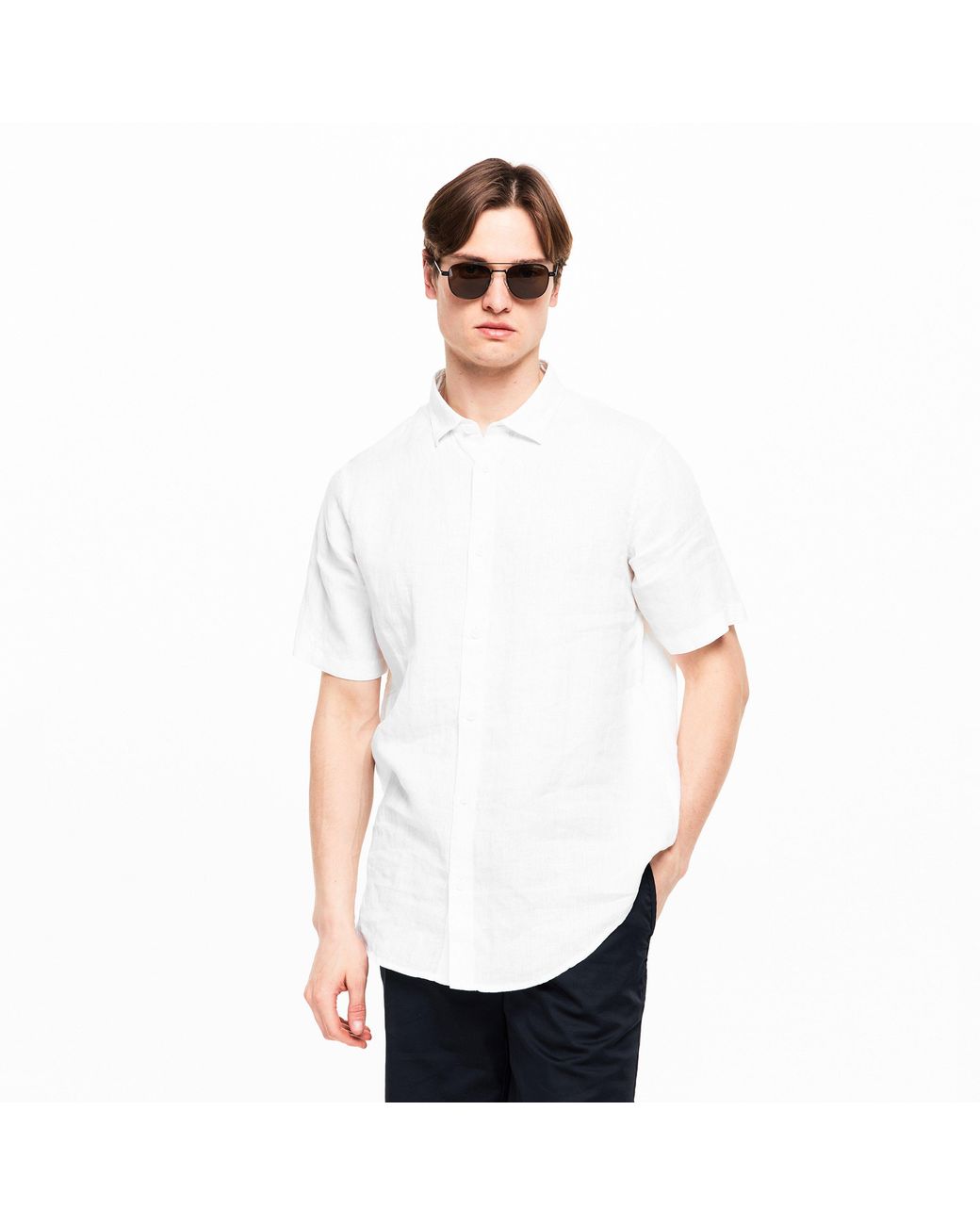 ARMANI EXCHANGE White Short Sleeve Oxford Shirt for men