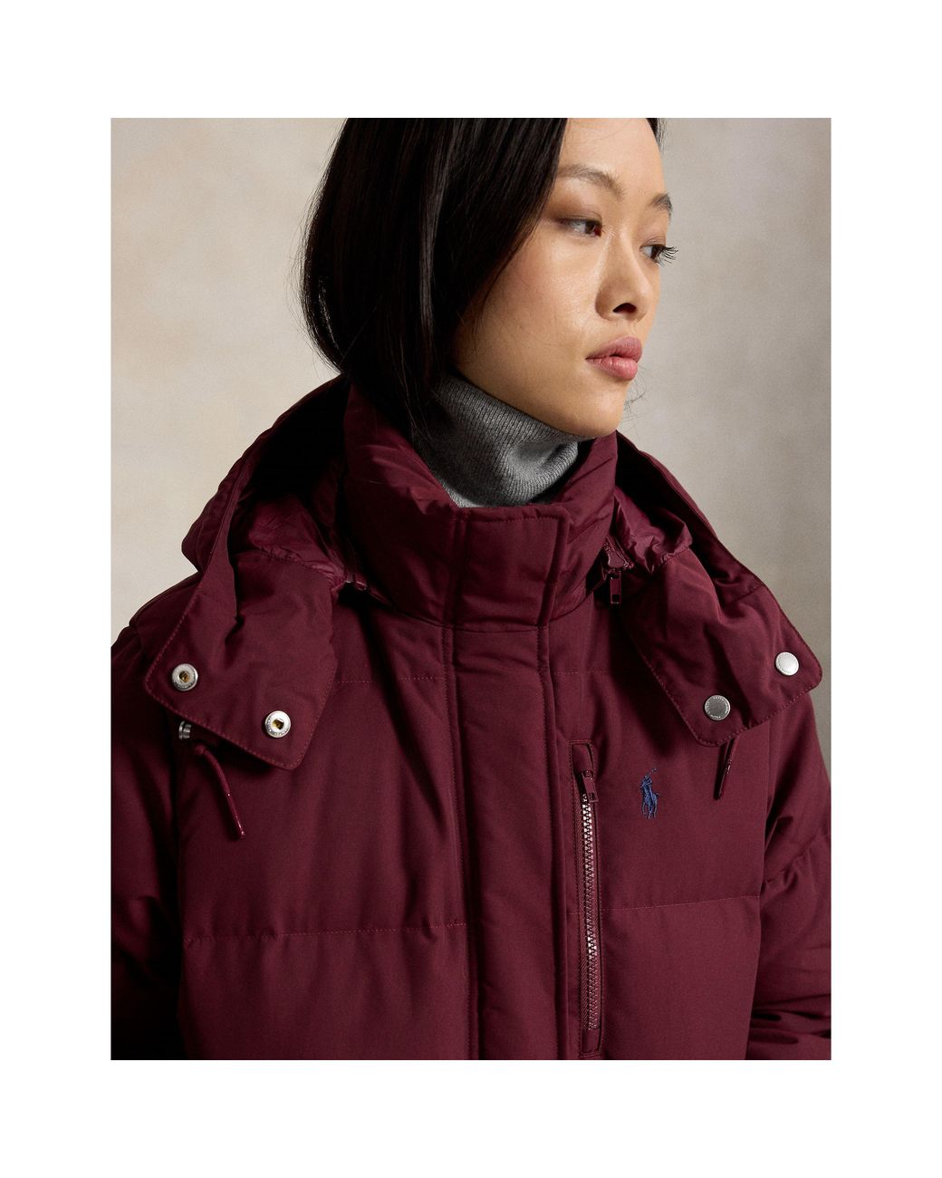 Polo Ralph Lauren Red Carly Duck Down Short Puffer Jacket