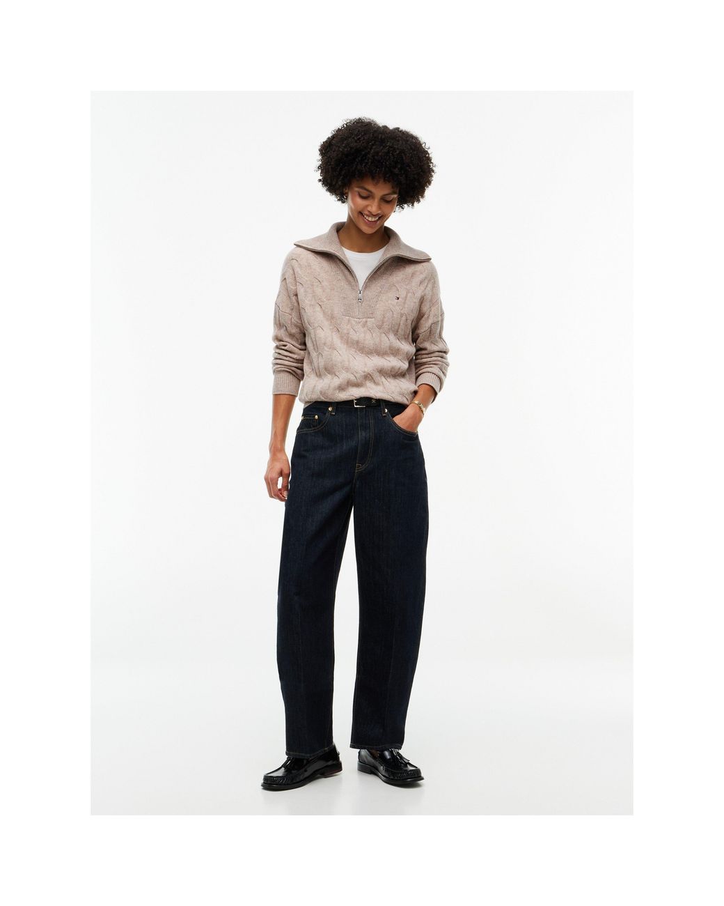Tommy Hilfiger Natural Wool Cable Knit 1/4 Zip Jumper
