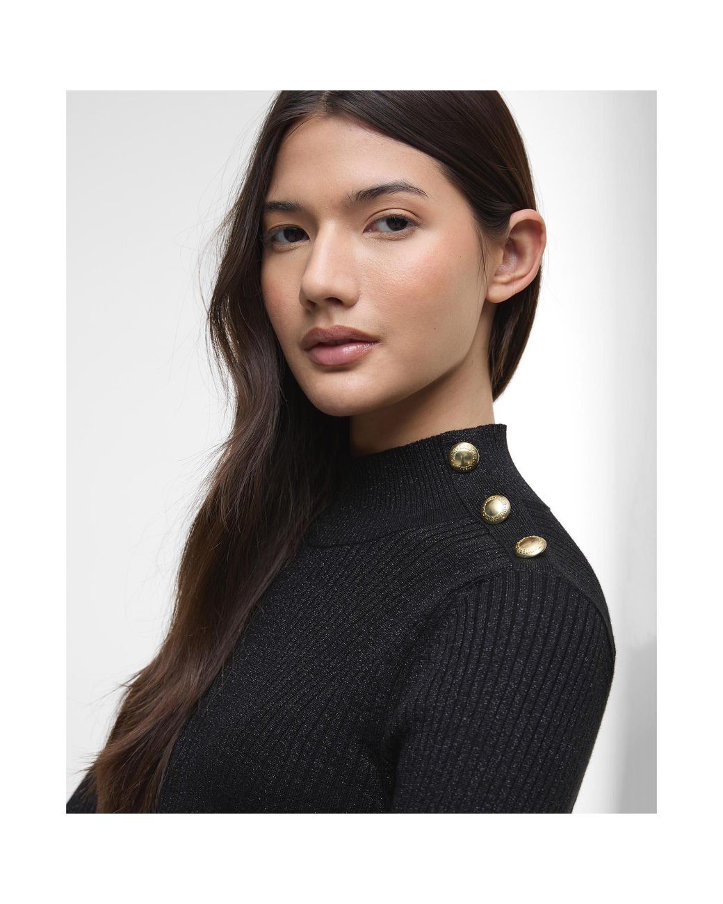Barbour Black Stella Ribbed Jumper