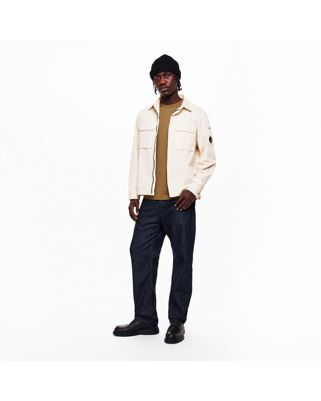 C P Company White Gabard Overshirt for men
