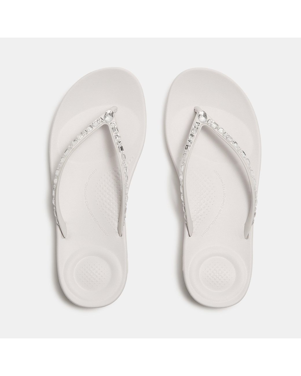 Fitflop White Iqushion Multi Crystal Flip Flops