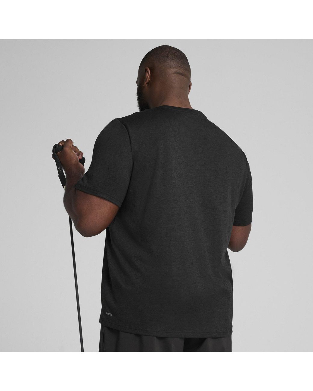 PUMA Black Tad Short Sleeve Performance Gym Top for men