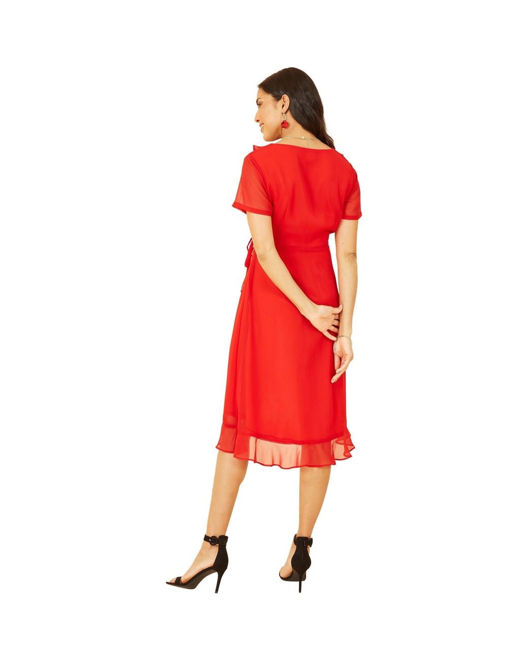 Yumi' Red Frill Wrap Dress