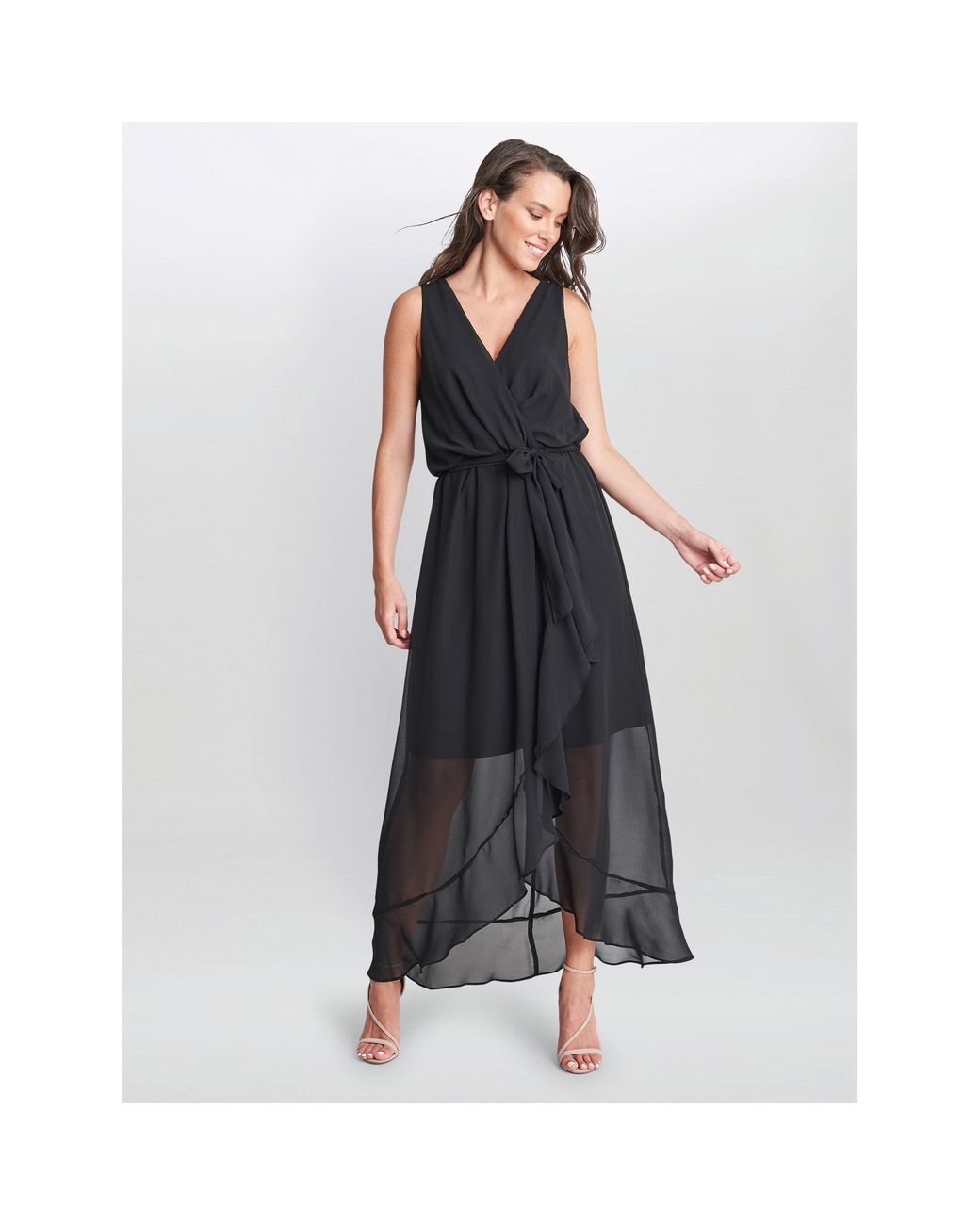 Gina Bacconi Black Imogen Sleevless Wrap Dress