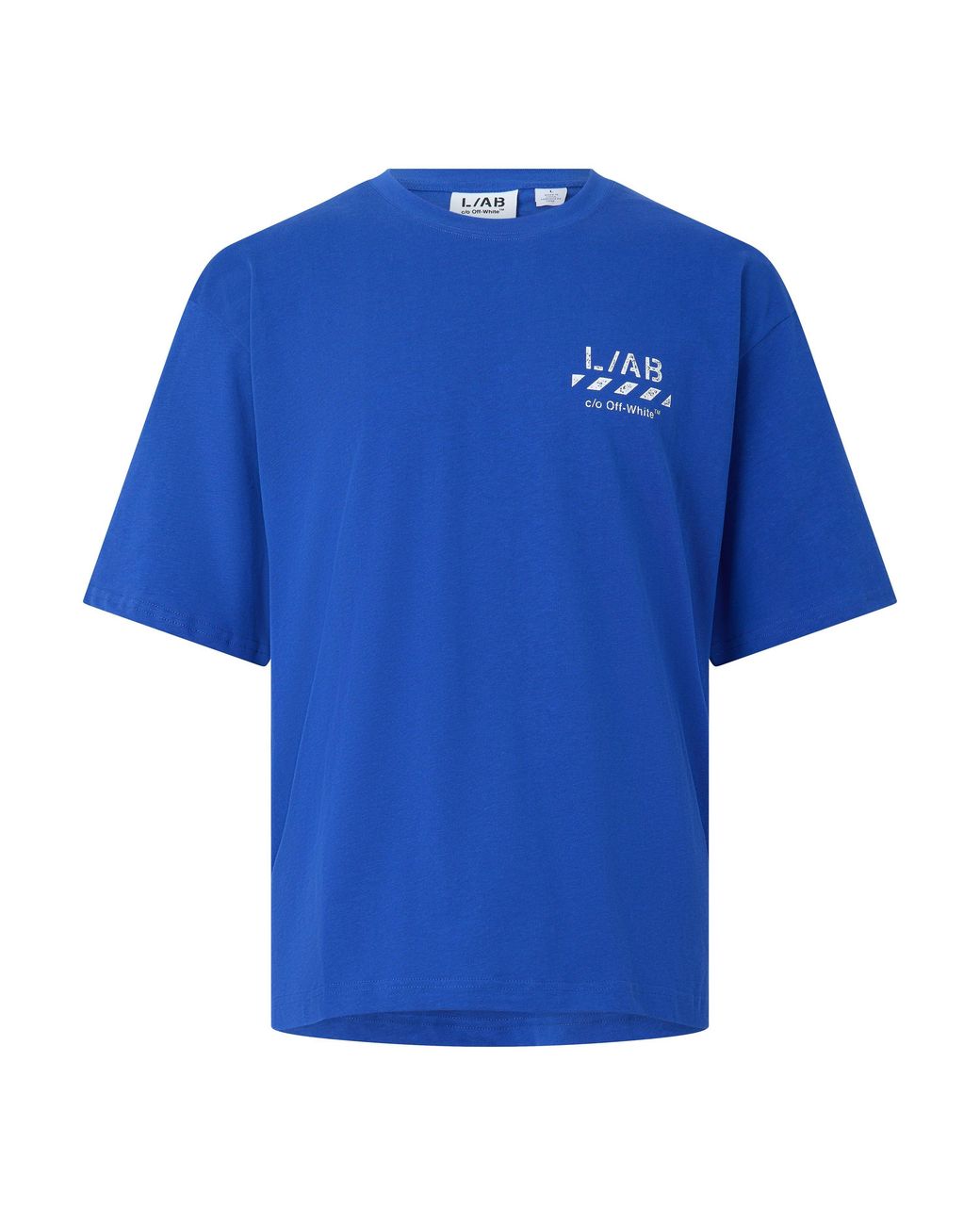 L/AB Off White Blue Diag Cotton Short-Sleeve Crew-Neck Oversized-Fit T-Shirt for men