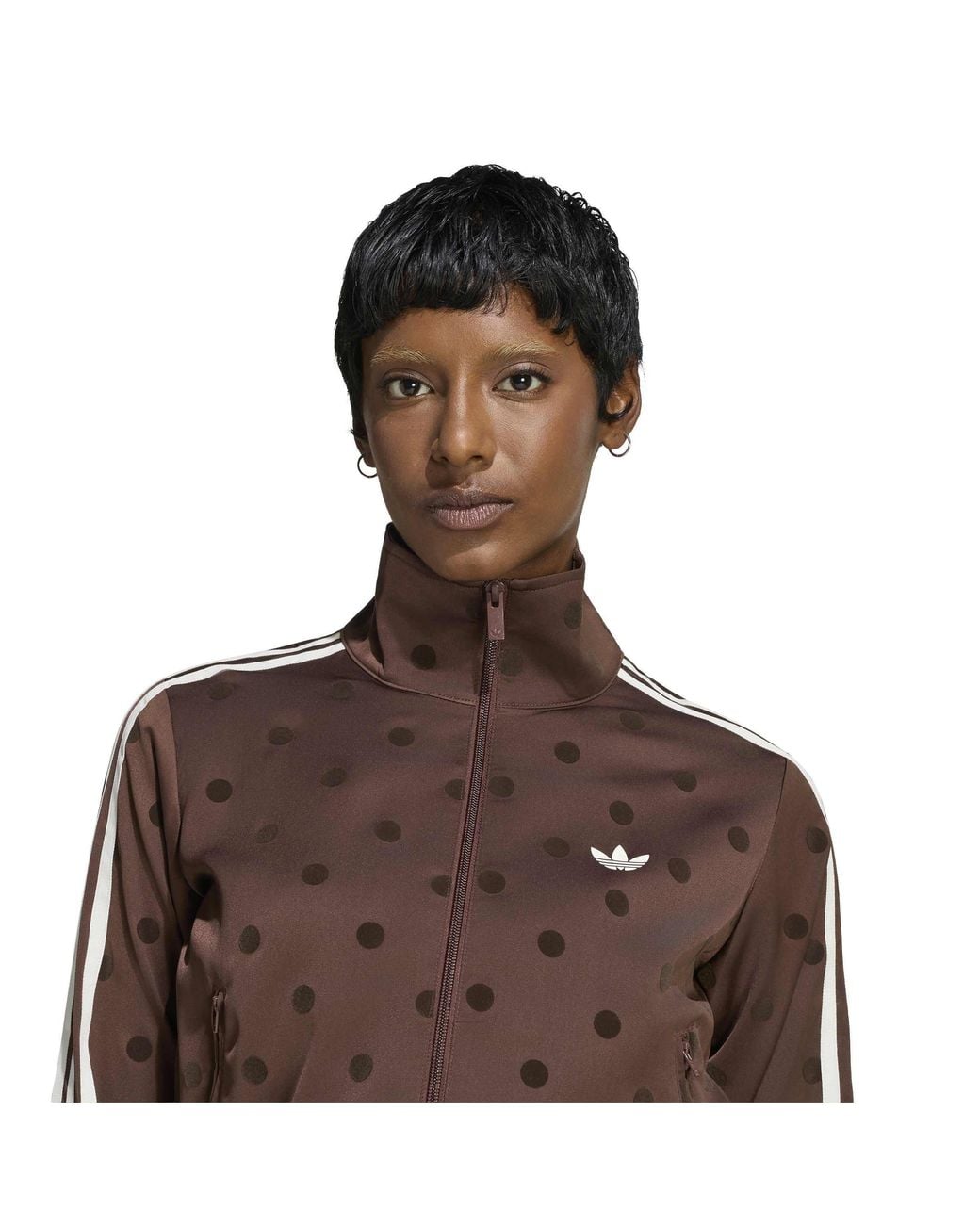 Adidas Originals Brown Satin Polka Dot Tracksuit Top