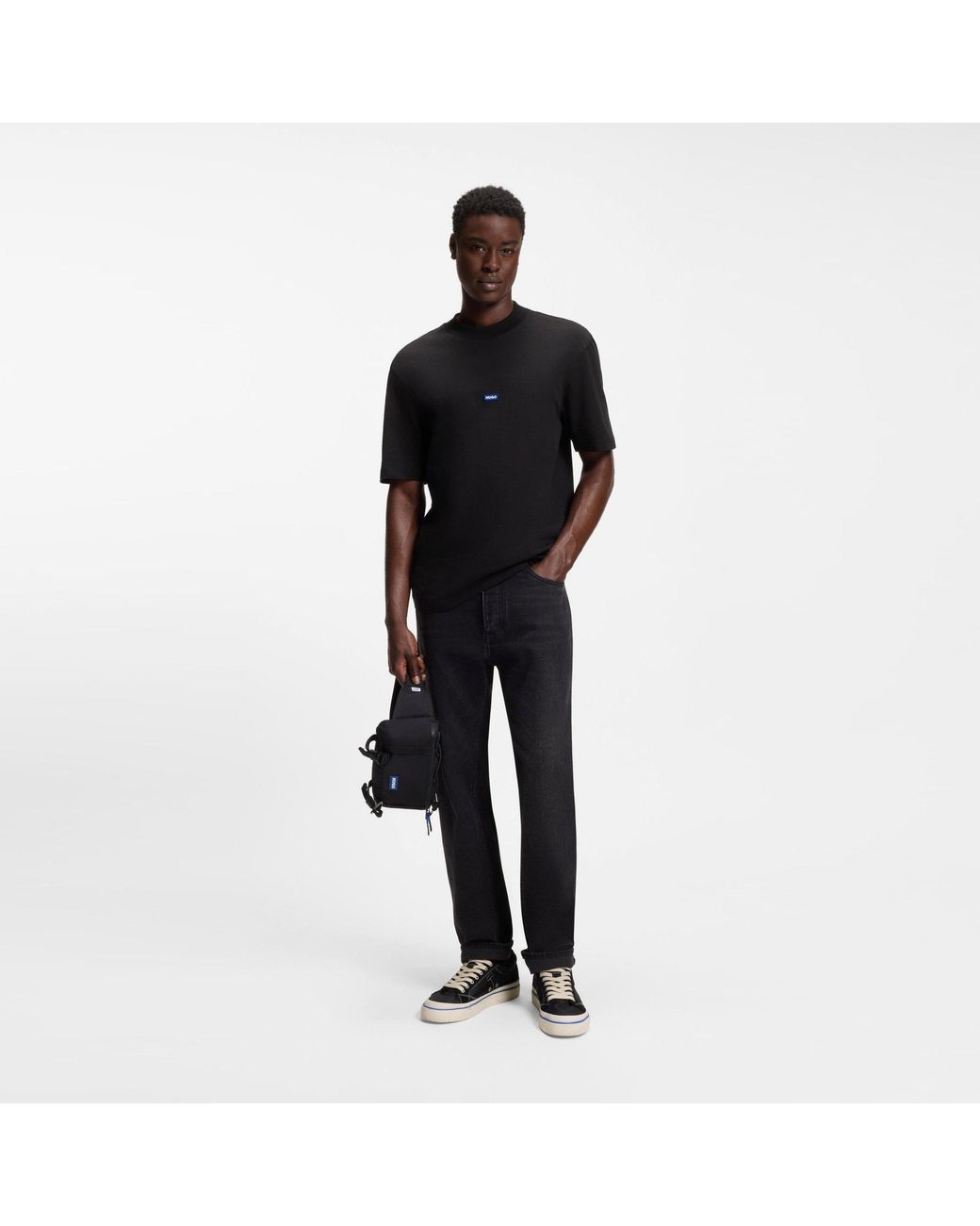 HUGO Black Short Sleeve T-Shirt With Logo Detail (Nieros) for men