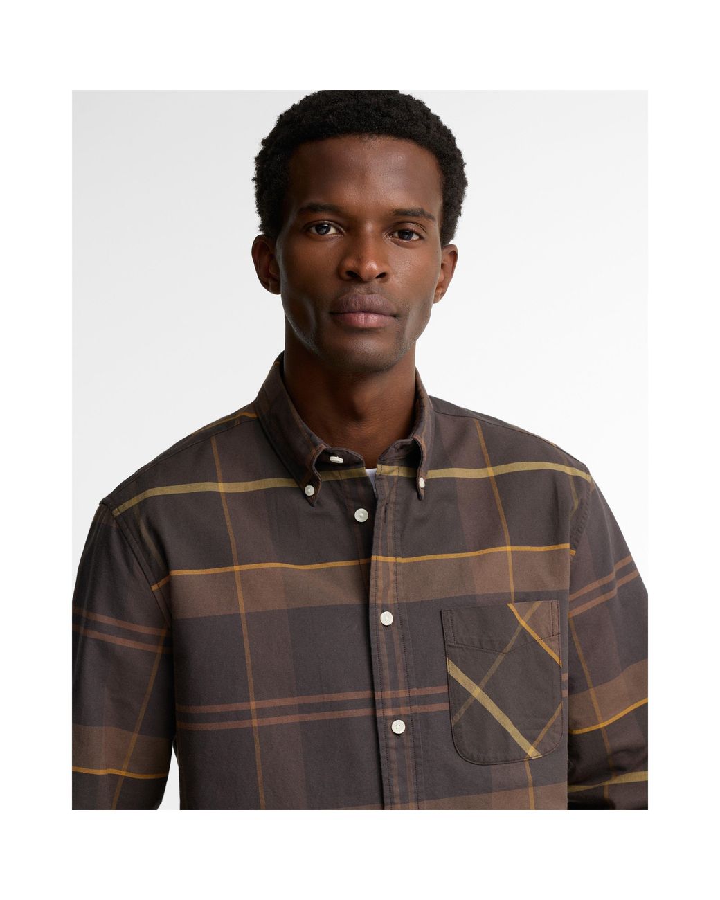 Barbour Brown Dunoon Tartan Cotton Long-Sleeve Shirt for men