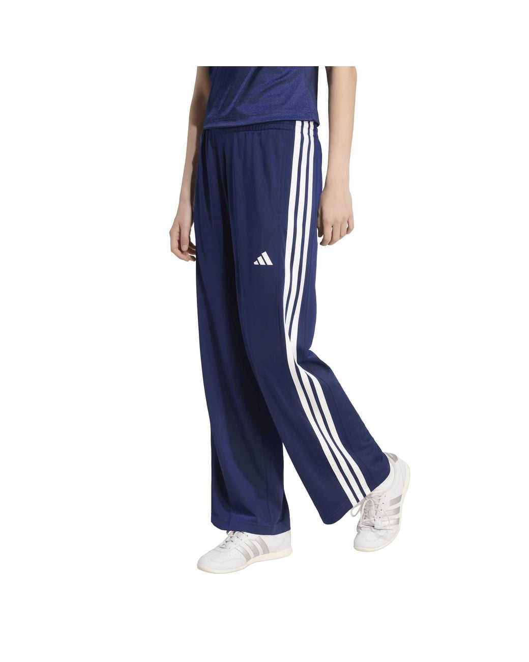 Adidas Blue Wl Polyester Relaxed-Fit Track Pants