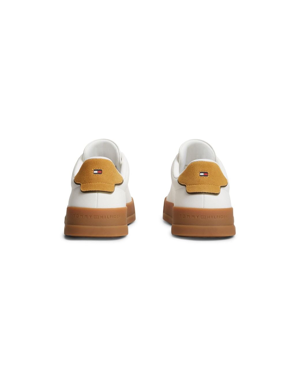 Tommy Hilfiger White Logo Court Trainers With Leather for men