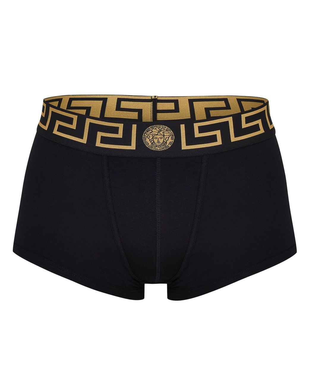 Versace Black Two Pack Greca Waistband Trunks for men