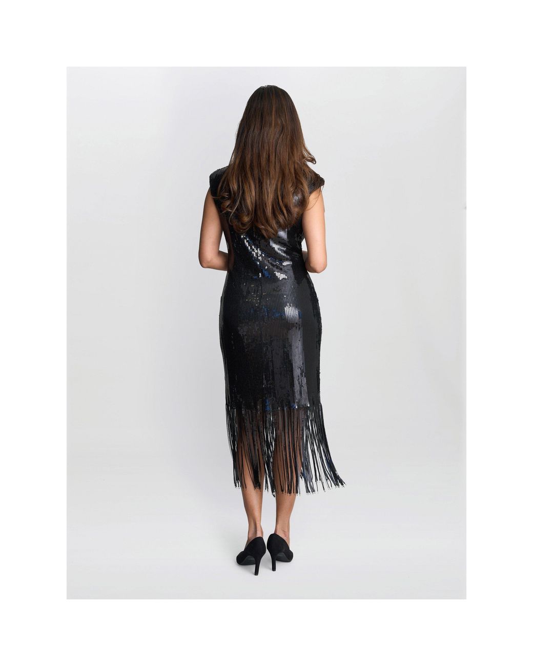Gina Bacconi Black Breanna Sequin Cocktail Dress