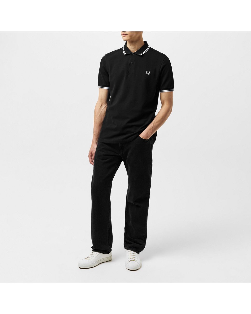 Fred Perry Black Short Sleeve Twin Tipped Polo Shirt for men
