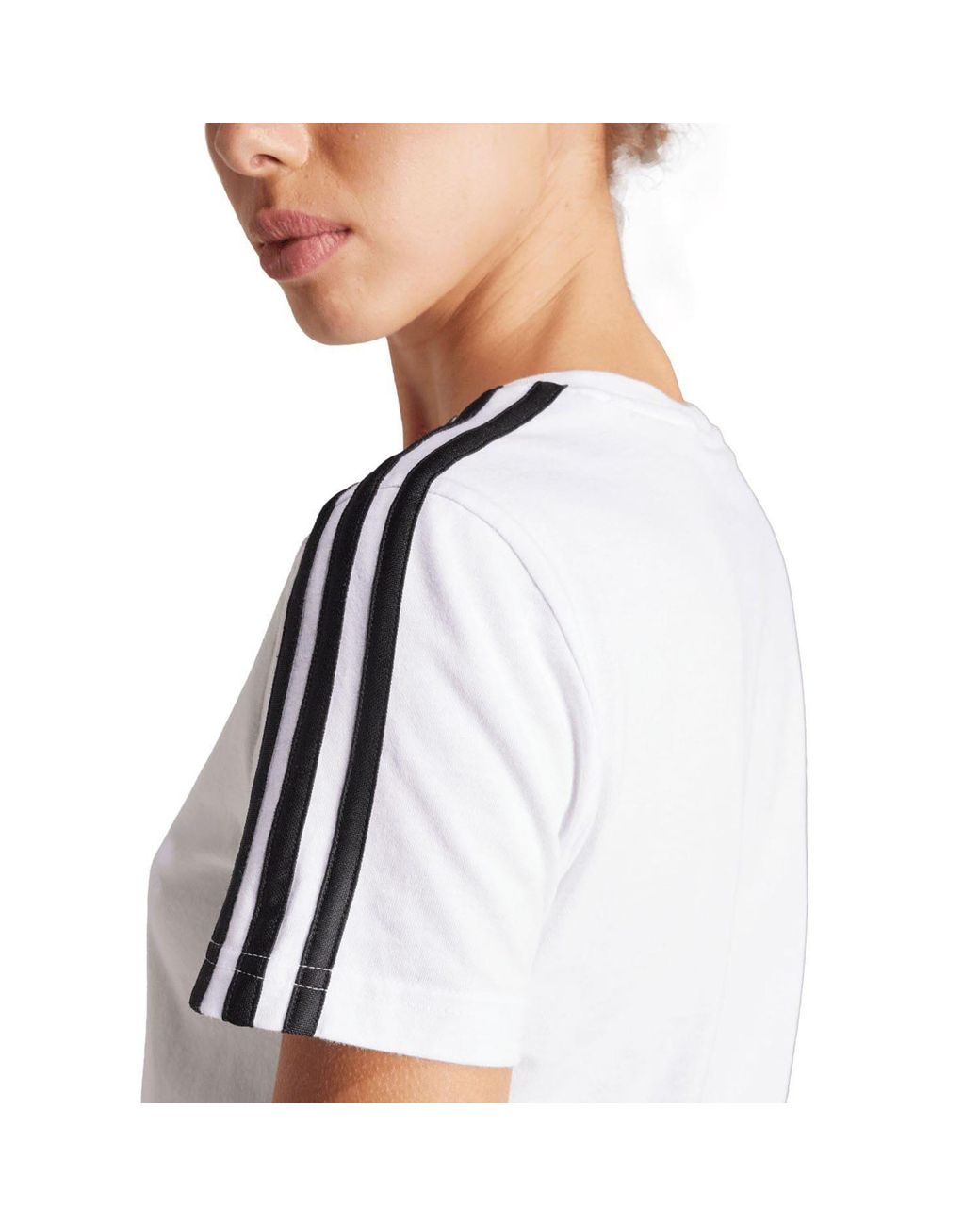Adidas White Essentials Slim 3-Stripes T-Shirt