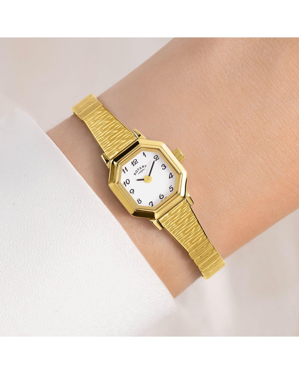 Rotary Metallic Ladies Heritage Octagonal Ss Expander Watch