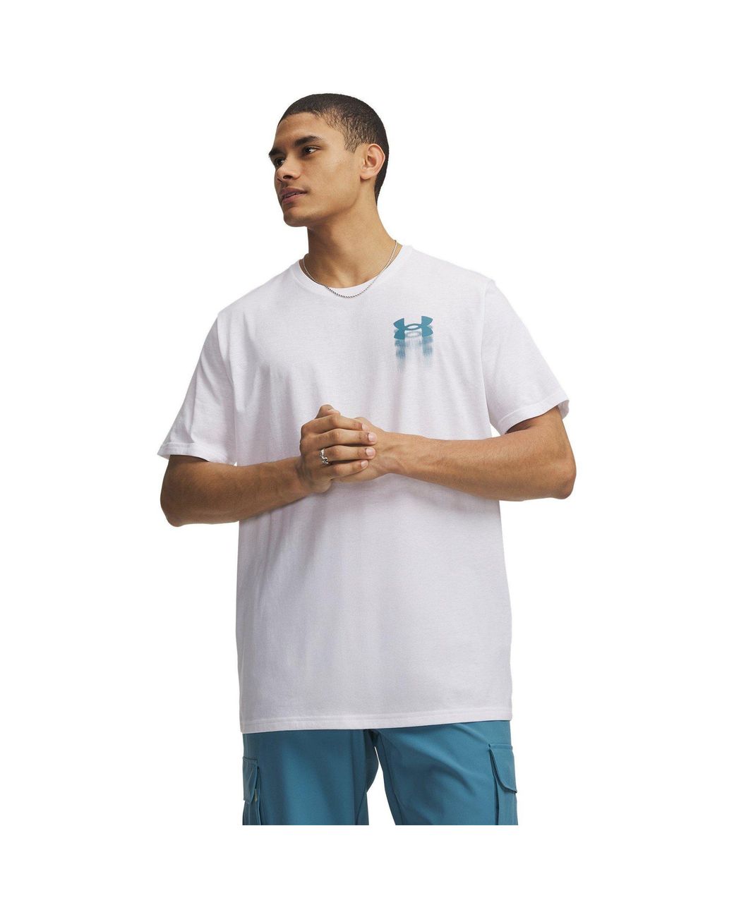 Under Armour White Blur Logo Short Sleeve T-Shirt for men