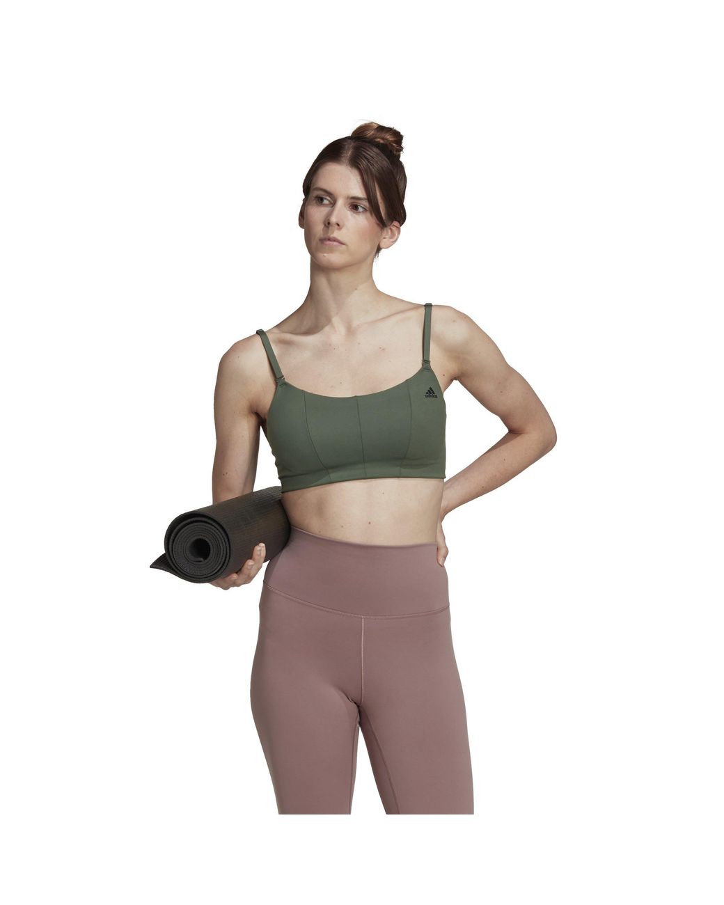 Adidas Green Yoga Studio Light Support Sports Bra
