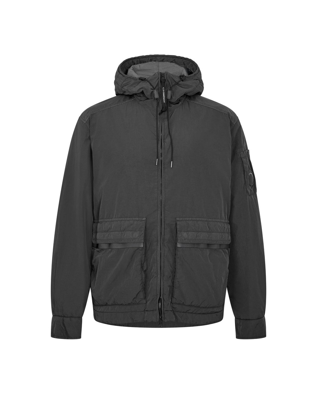 C P Company Gray Chrome-R Full-Zip Hooded Puffer Jacket for men