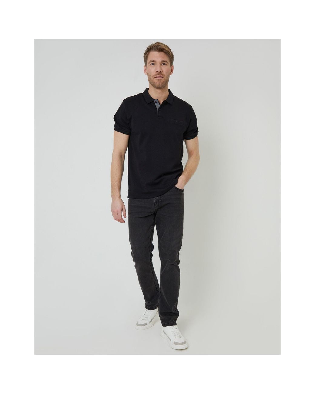 Threadbare Black Tb Otto Short-Sleeve Polo Shirt for men
