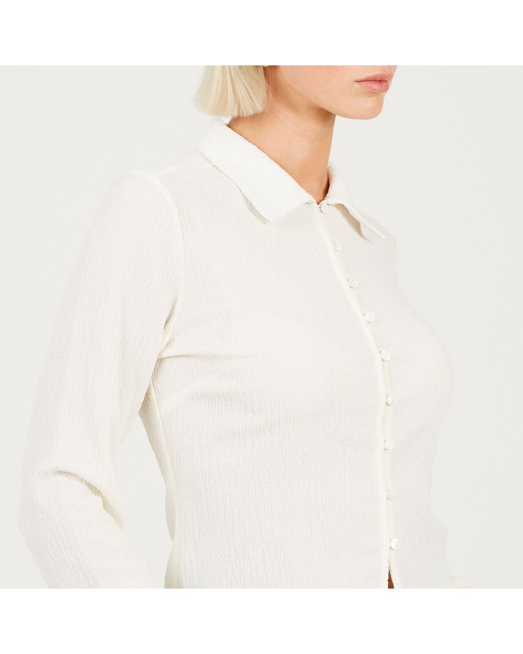 Brave Soul White Ladies Long Sleeve Shirt