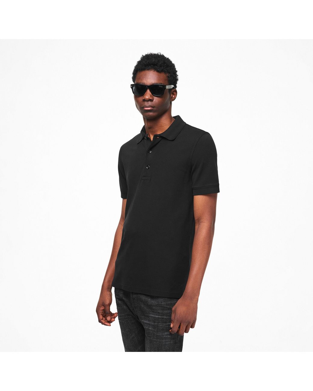 Tom Ford Black Tf Lyocell Short Sleeve Polo Shirt for men