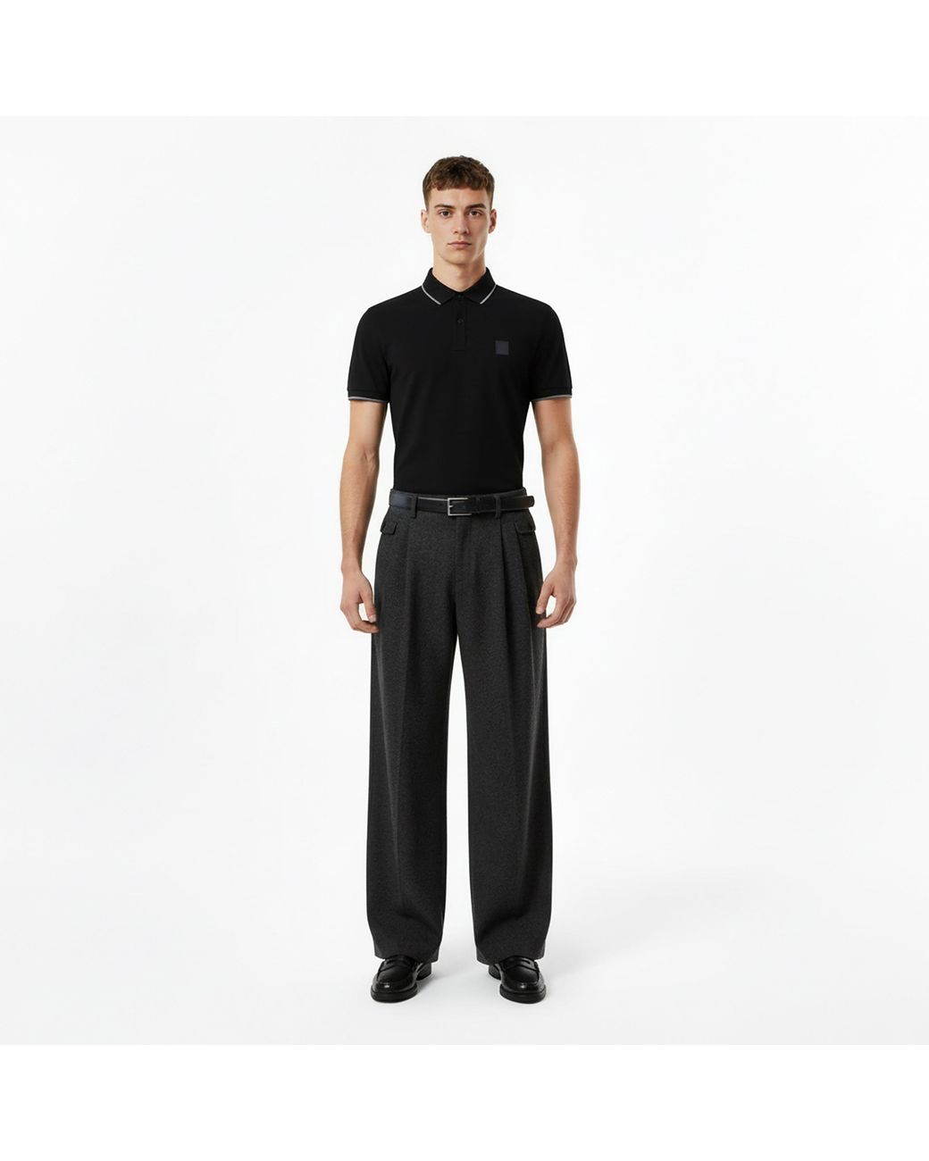 Boss Black Pique Short Sleeve Polo Shirt With Logo Detail for men