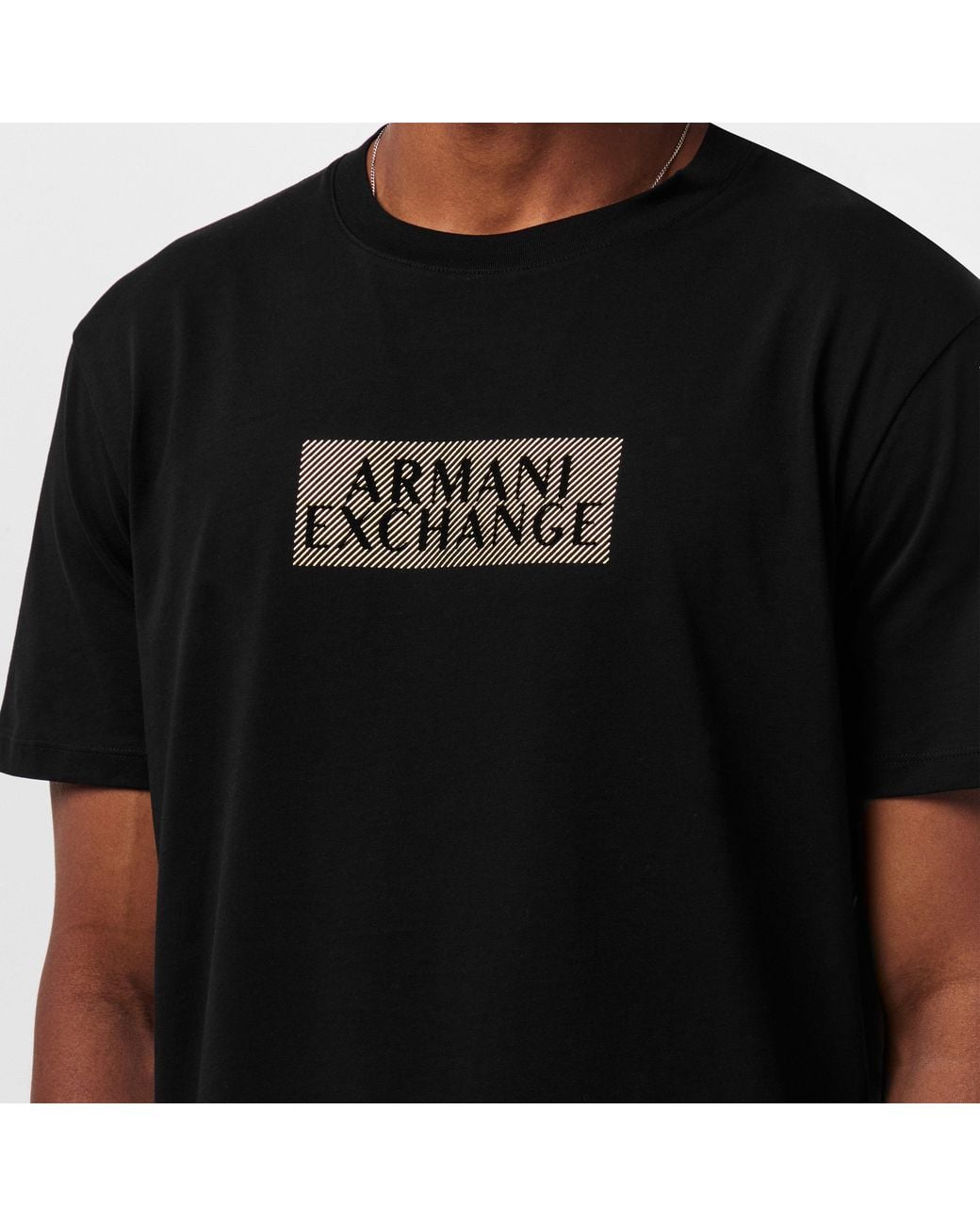 ARMANI EXCHANGE Black Regular Fit T-Shirt for men