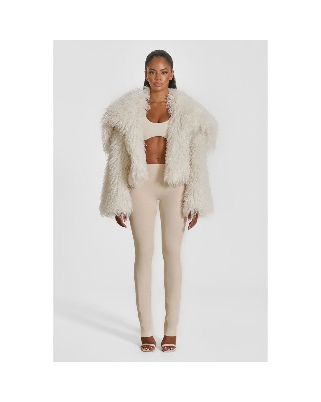 Mars the Label White Mongolian Faux Fur Teddy Coat
