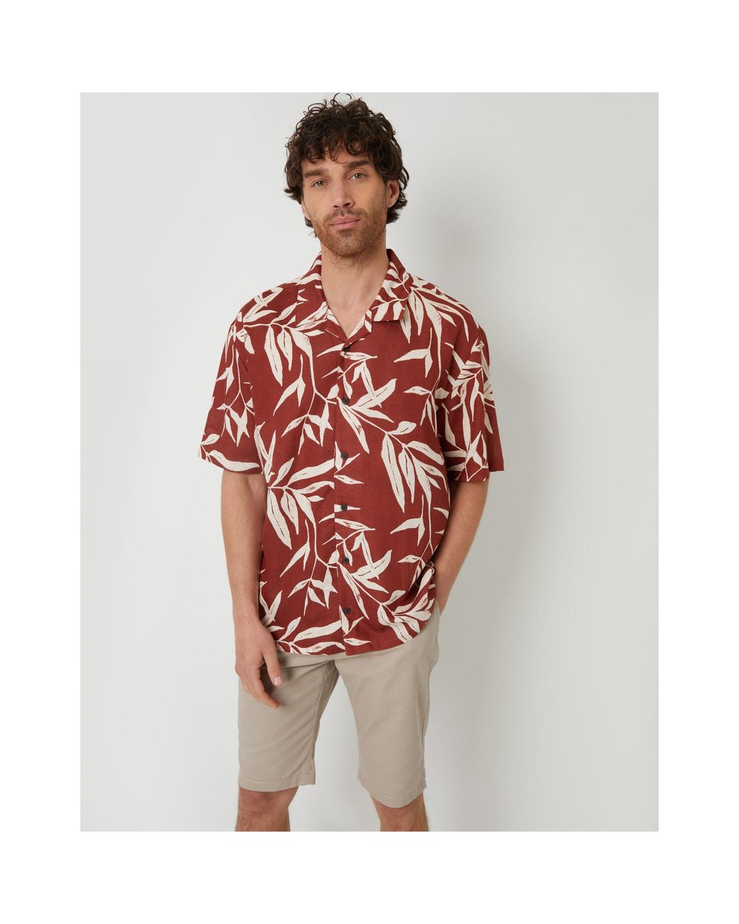 Threadbare Red Short-Sleeve Patterned Shirt for men