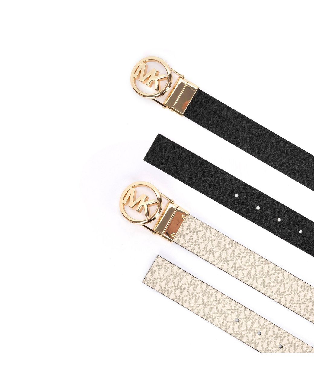 MICHAEL Michael Kors Black Reversible Mk Logo Leather Belt