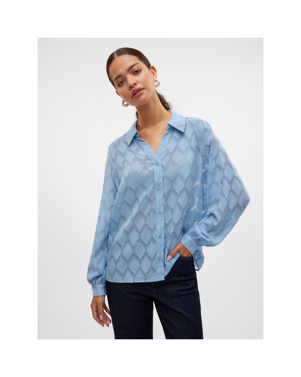 Vero Moda Blue Mayla Long-Sleeve Blouse