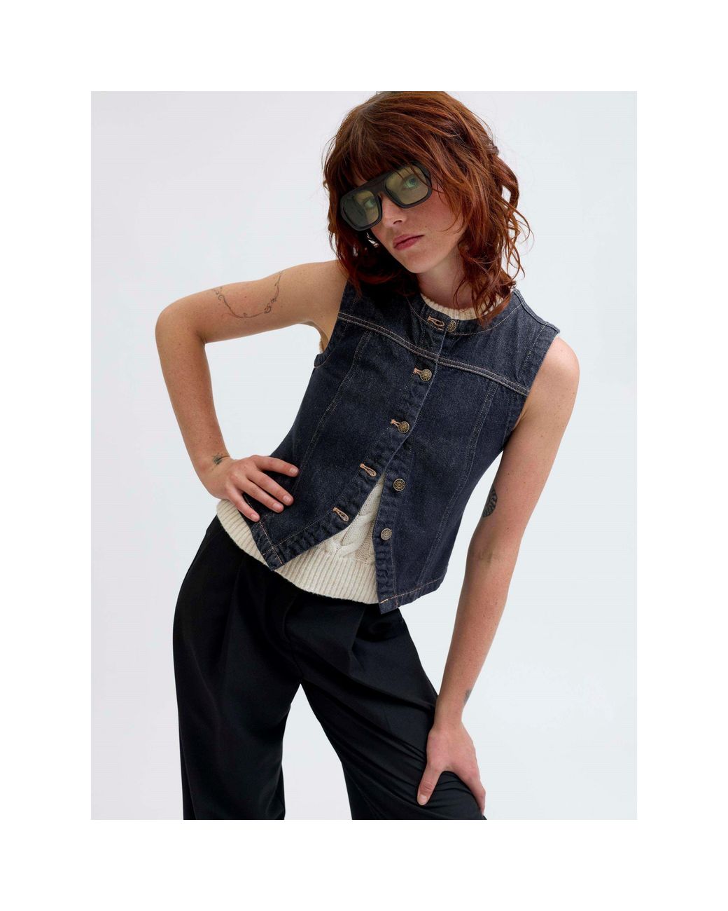 JJXX Blue Denim Sleeveless Shirt