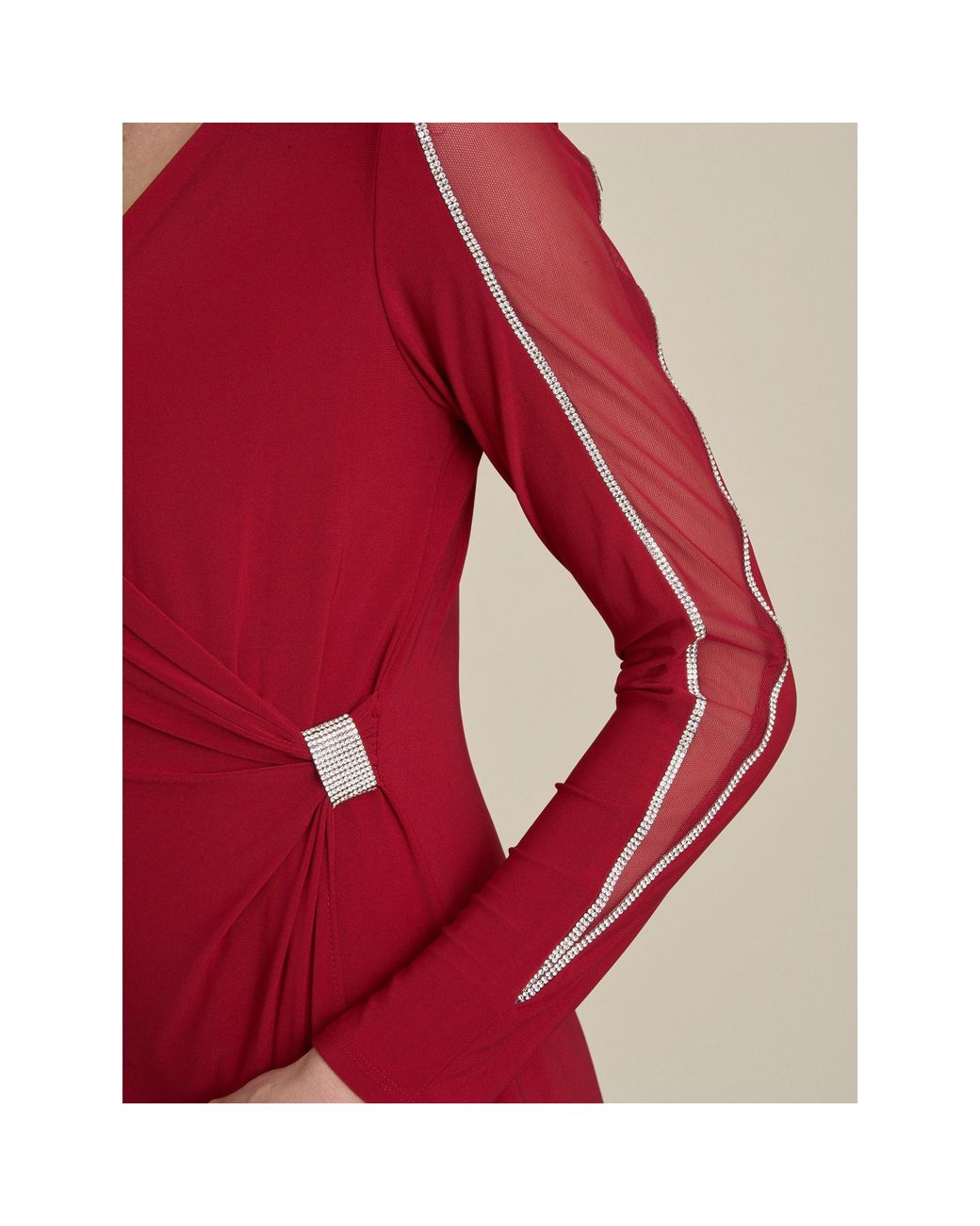 Gina Bacconi Red Stefanie Long Sleeve Maxi Dress