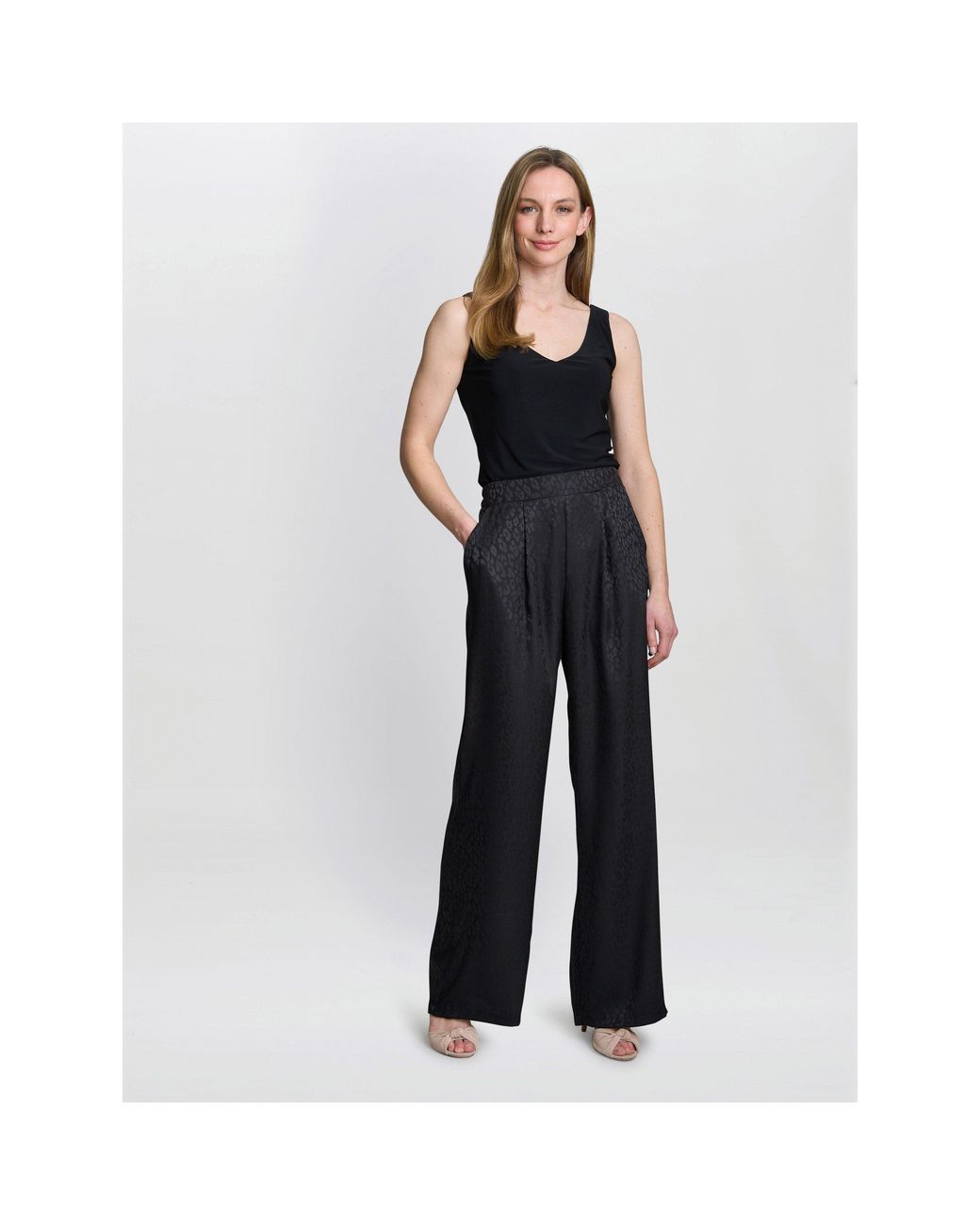 Gina Bacconi Blue Sabine Satin Jacquard Pull On Trouser