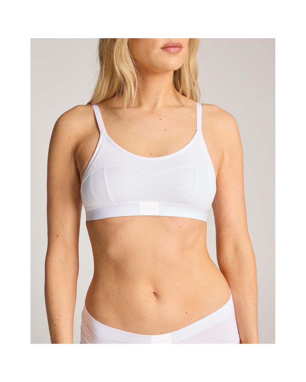Nudea White Cotton Modal Contour Scoop Bralette