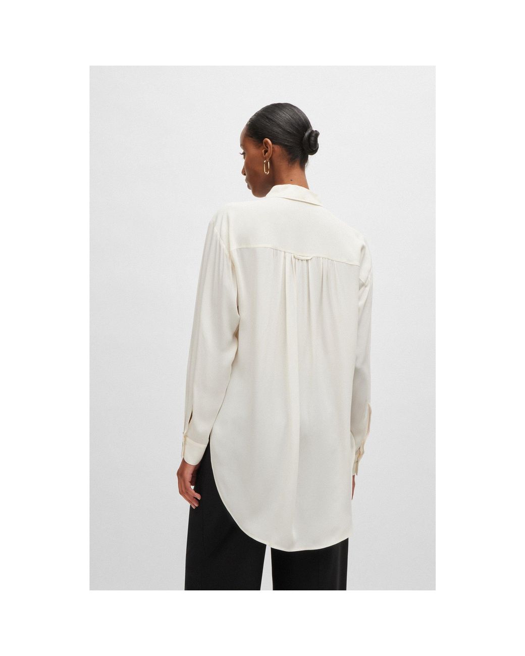 Boss White Benika Relaxed Fit Blouse